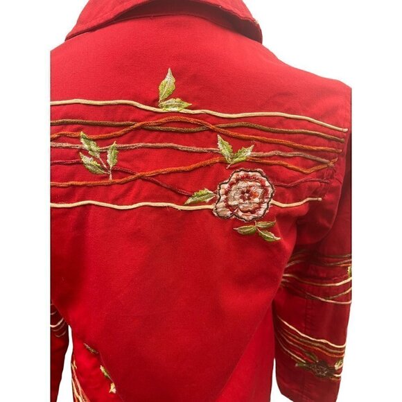 Women's Coldwater Creek Red Embroidered Jacket, Size PXS - Picture 3 of 6